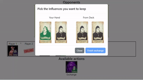 Gif animado que mostra o brilho nas cartas durante o diálogo de TROCA.