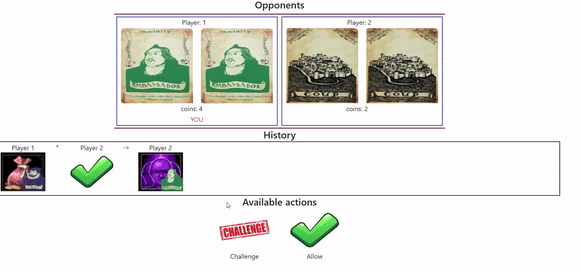 Gif animado que mostra o brilho nas cartas durante o evento de perda de influência.